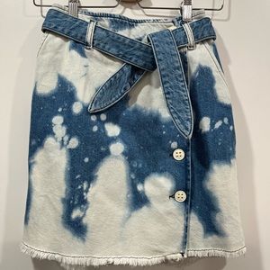 BDG Urban Outfitters Acid wash Jean denim mini skirt tie waist buttondown NWT